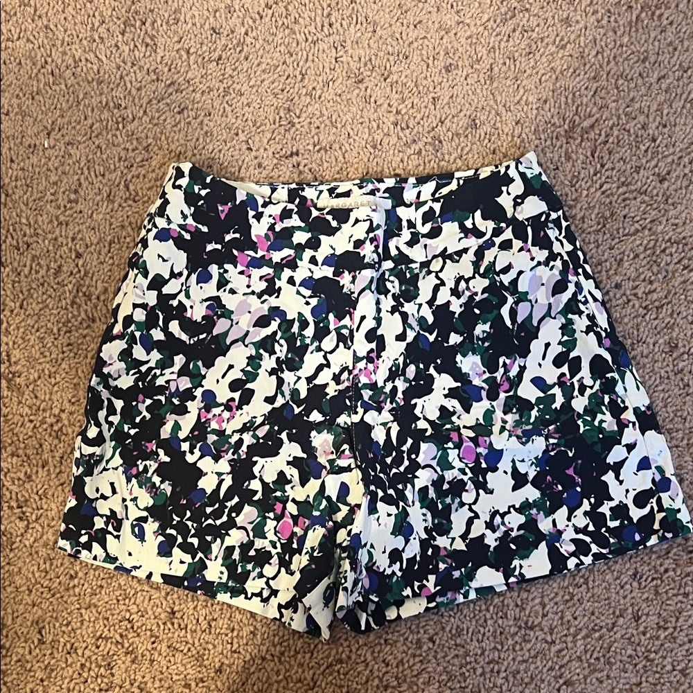 Margaret M High Waist Abstract Print Shorts